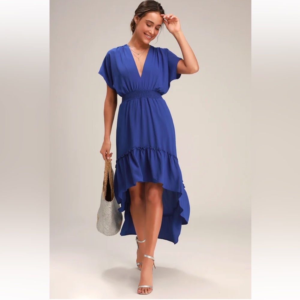 LuLu’s Zarina Royal Blue High-Low Maxi Dress